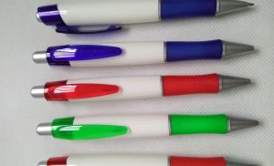 White Barrel Rubber Grip Pens